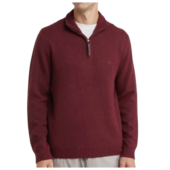 Rodd & Gunn Other - Rodd & Gun Men's L Jacks Bay 1/4 Zip Lambswool Sweater Burgundy "Morello"
